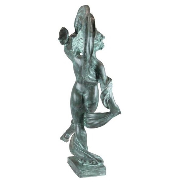 Back View Dancing Girl of the Wind Cast Bronze Garden Statue windblown cloth